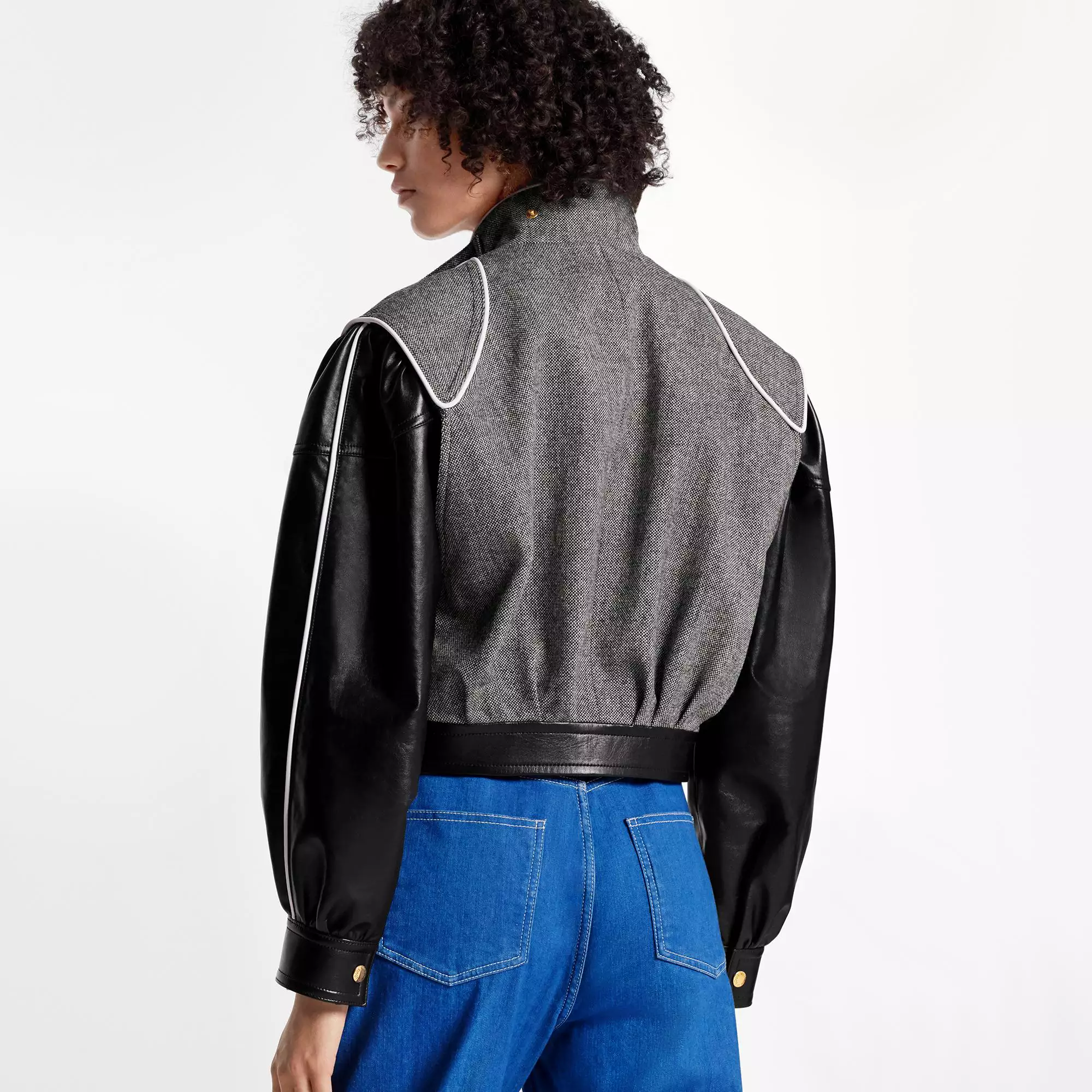 Bomber Jacket With Leather Sleeves