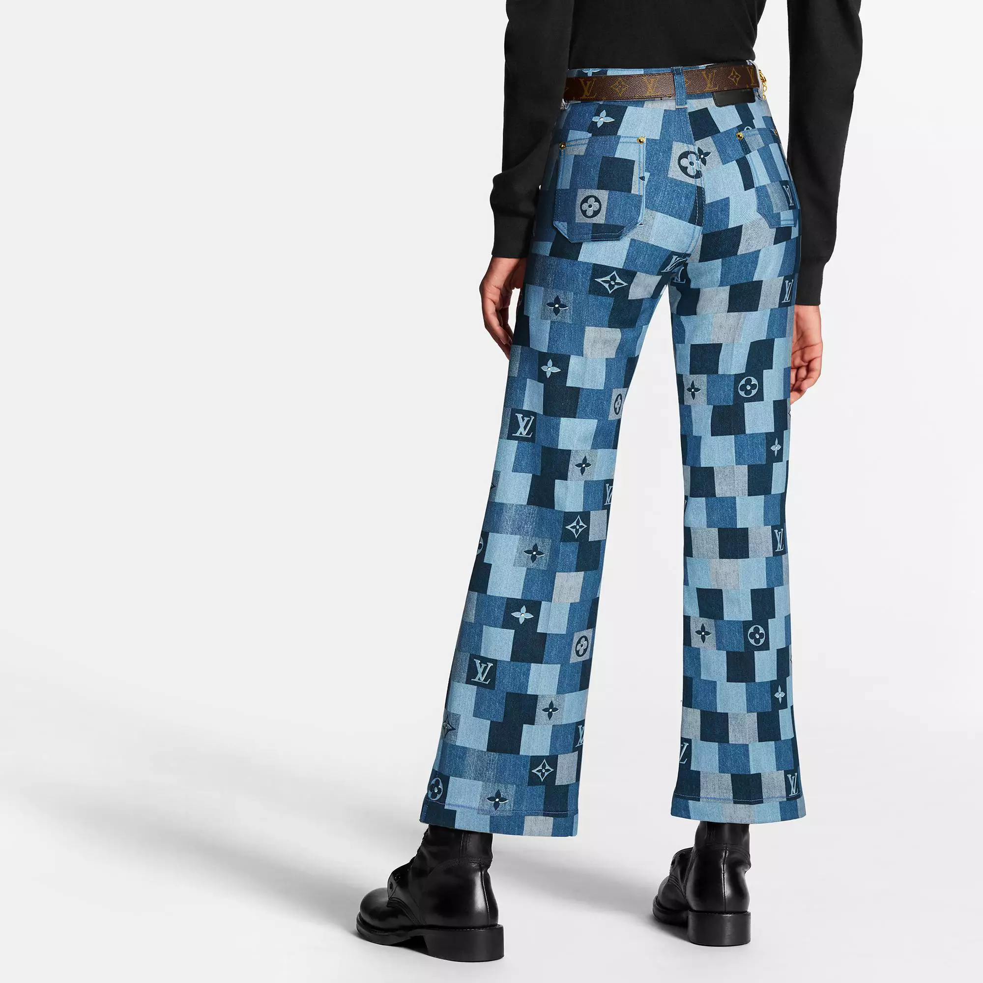 Denim Monogram Check Pant