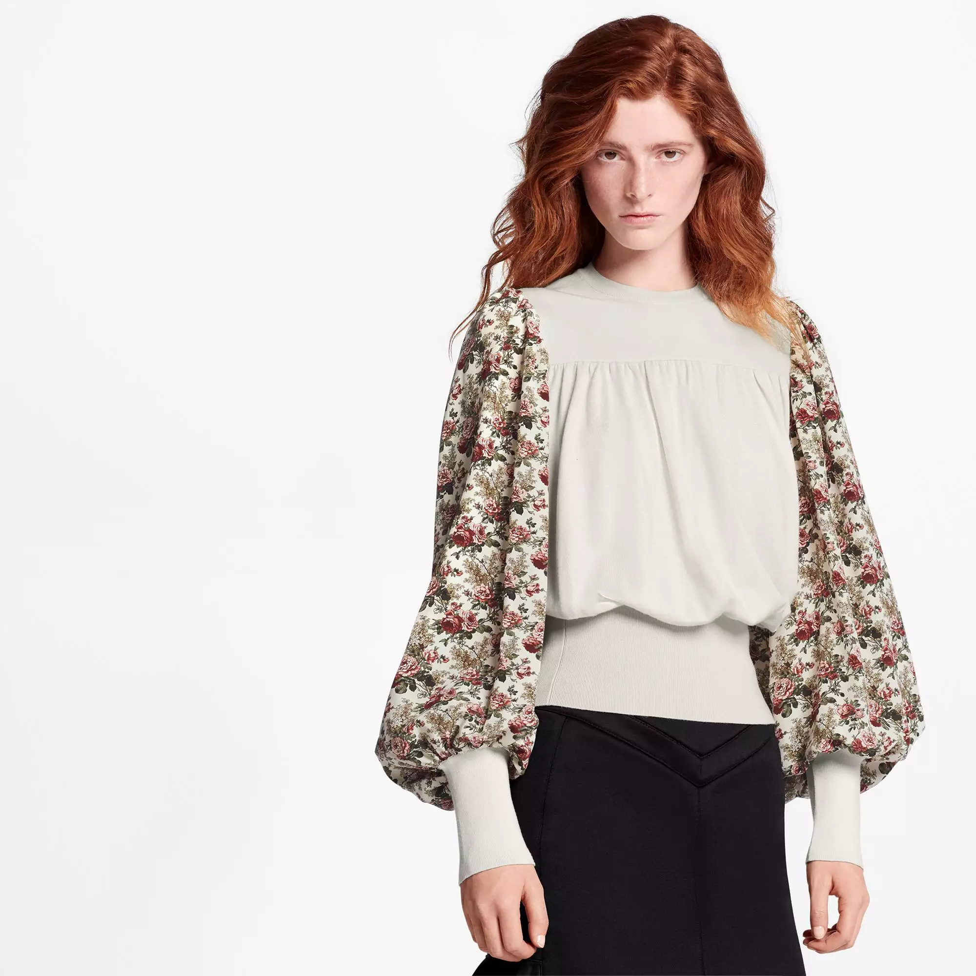 Floral Bi-Material Pullover