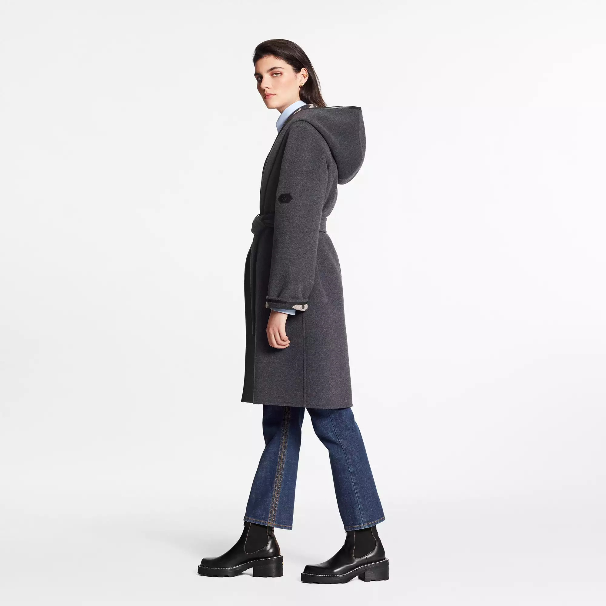 Hooded Wrap Coat With Belt