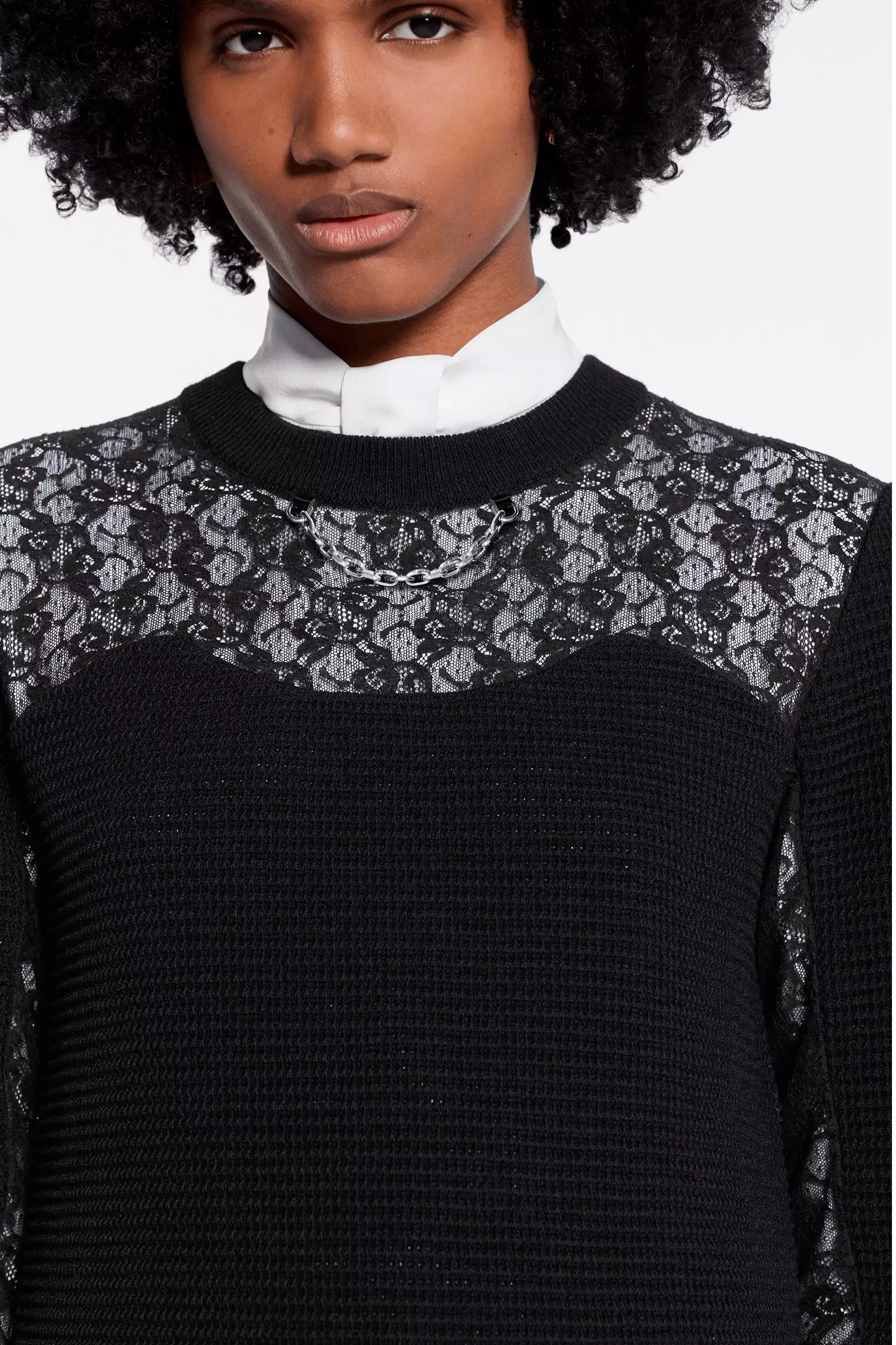 Long Sleeved Pullover With Lace Inserts 1A5KFT