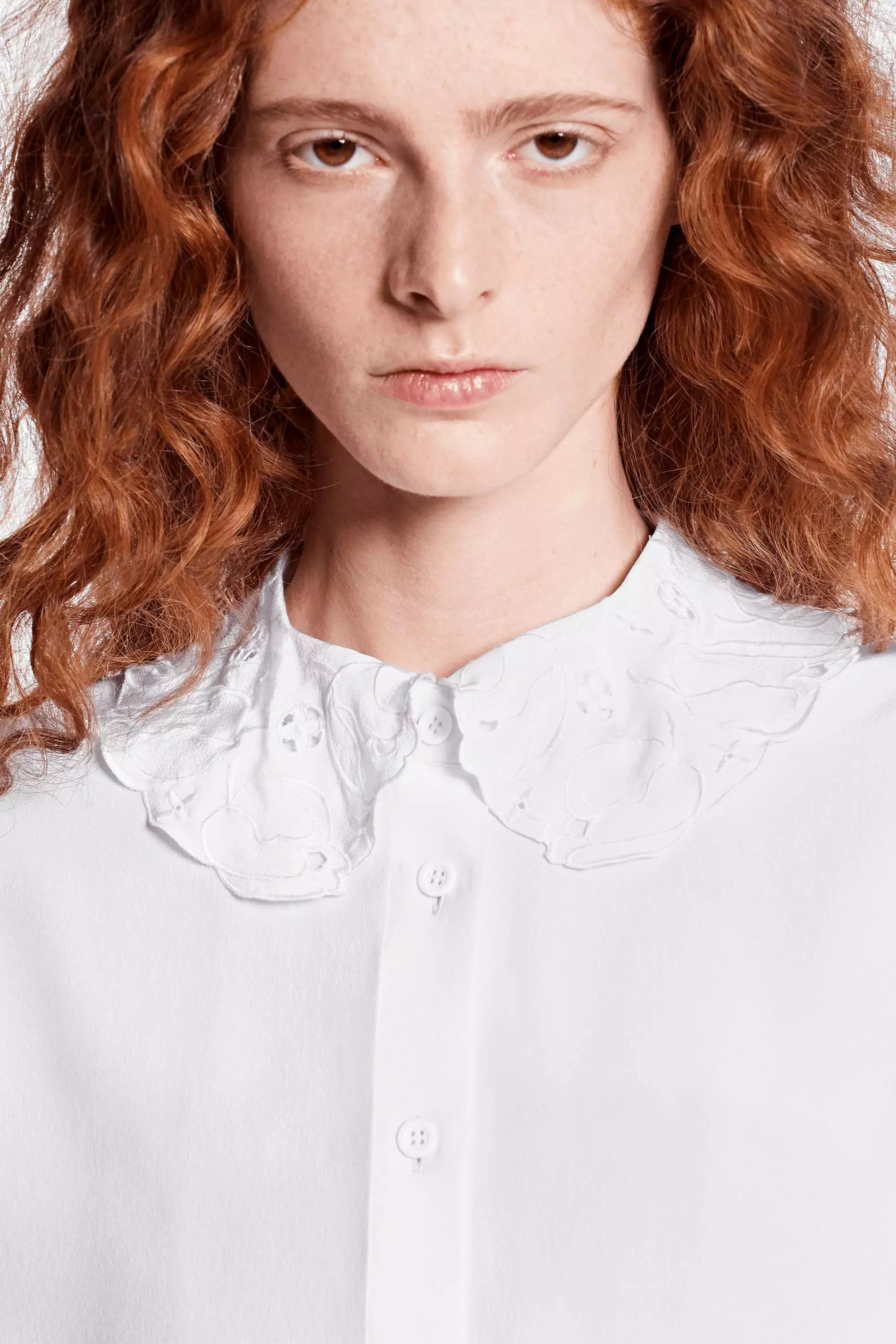 Long Sleeved Shirt With Embroidered Collar