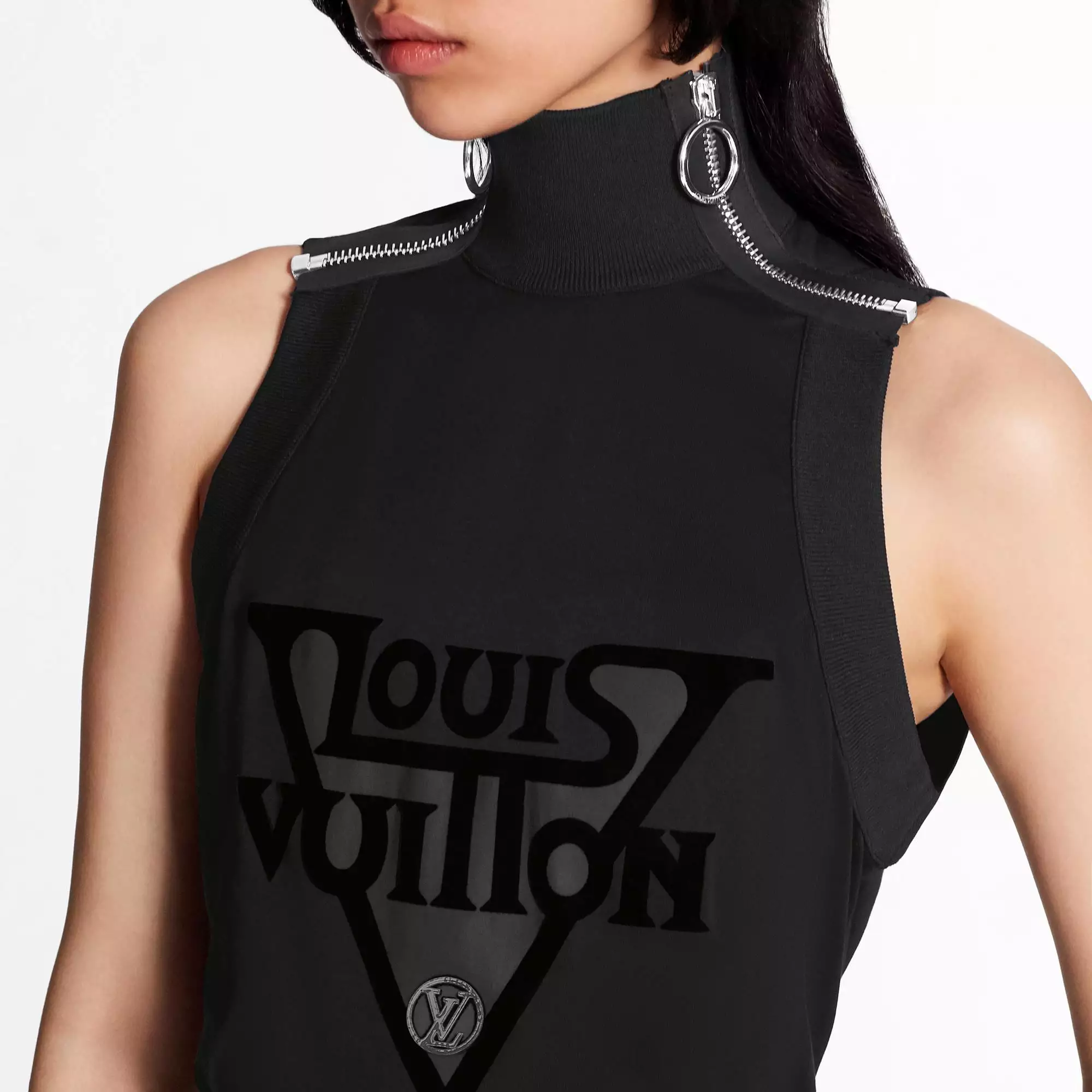 LV Midnight Jersey Top With Shoulder Zip