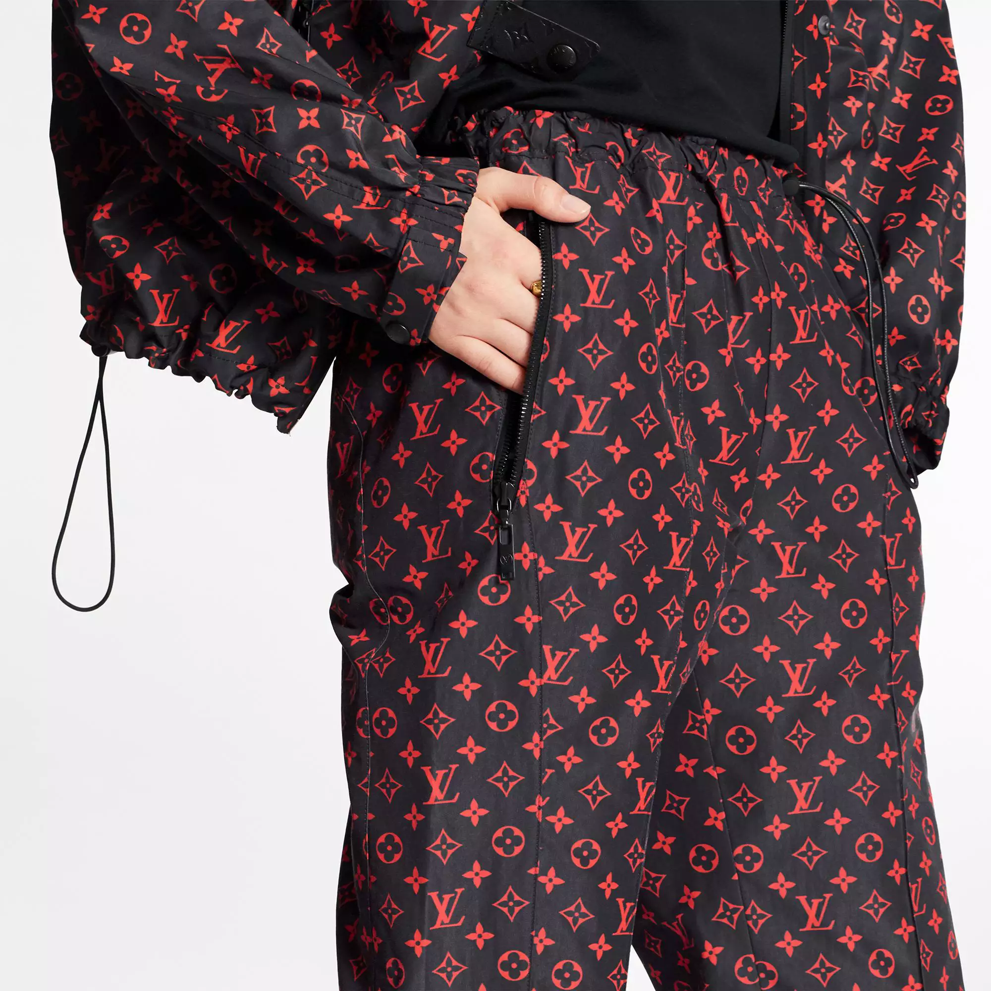 Red Monogram Jogging Pants In Technical Cotton