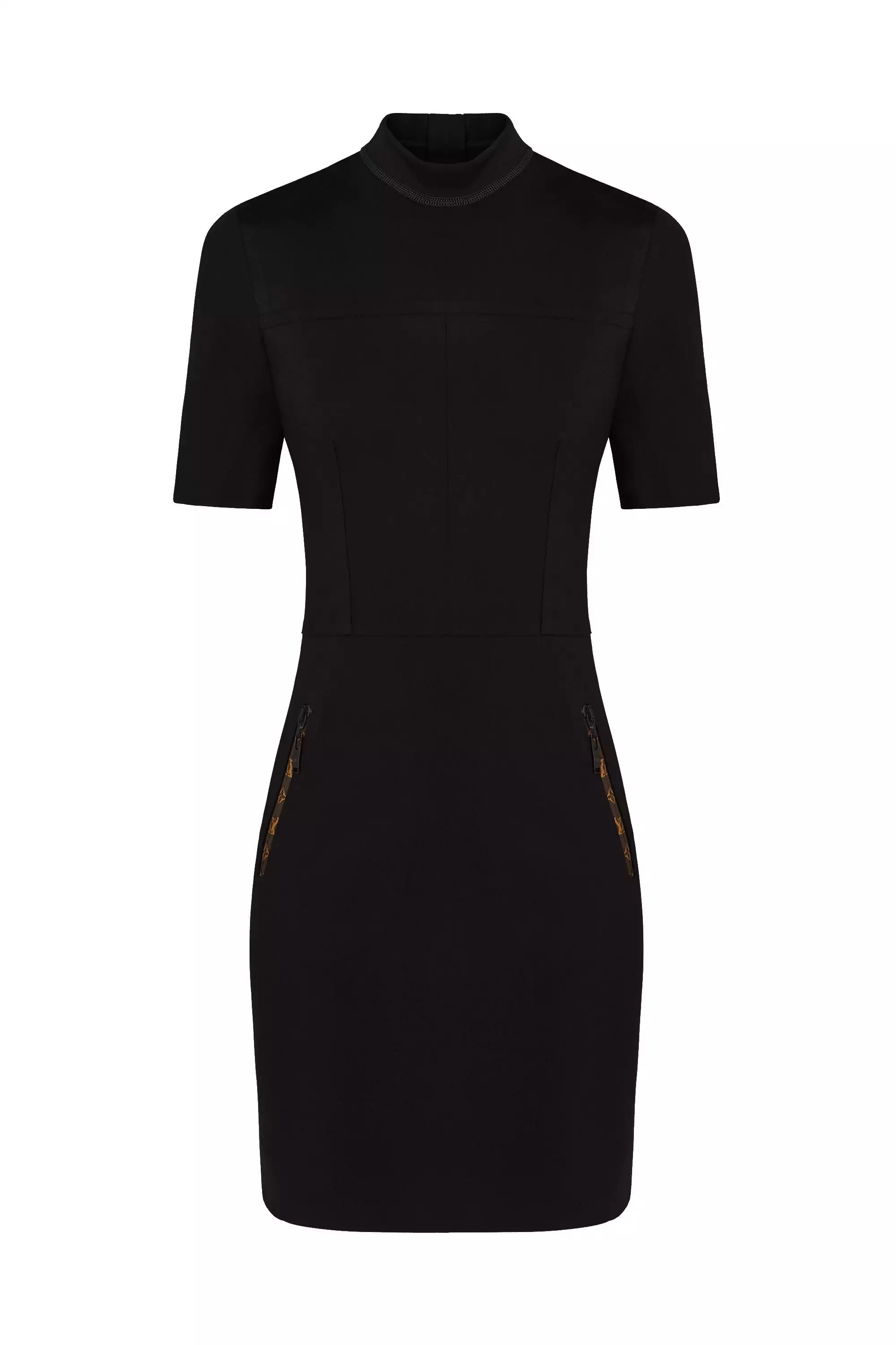 Short Sleeved High Neck Fitted Dress