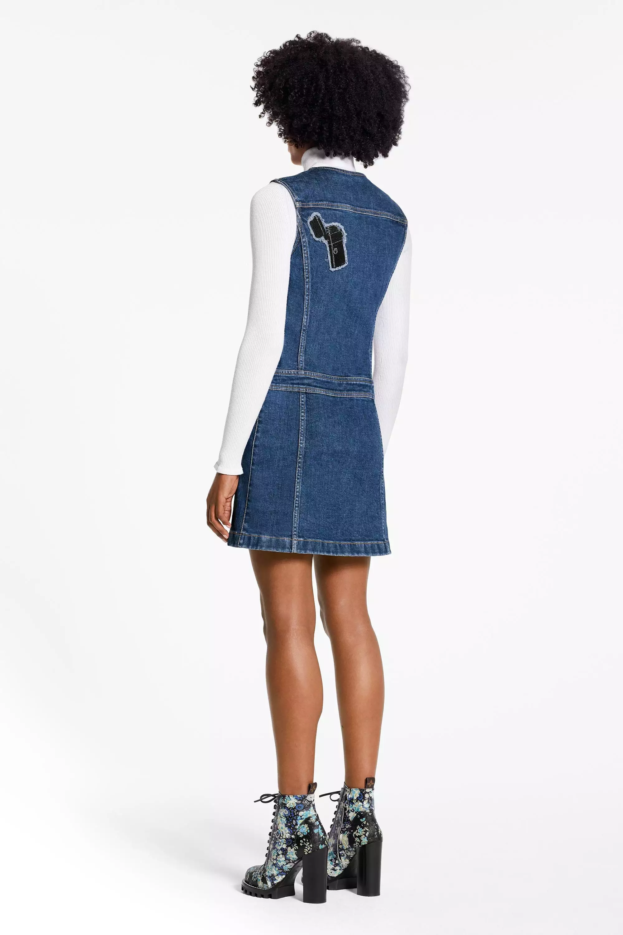 Sleeveless A-Line Dress With Embroidered Patches