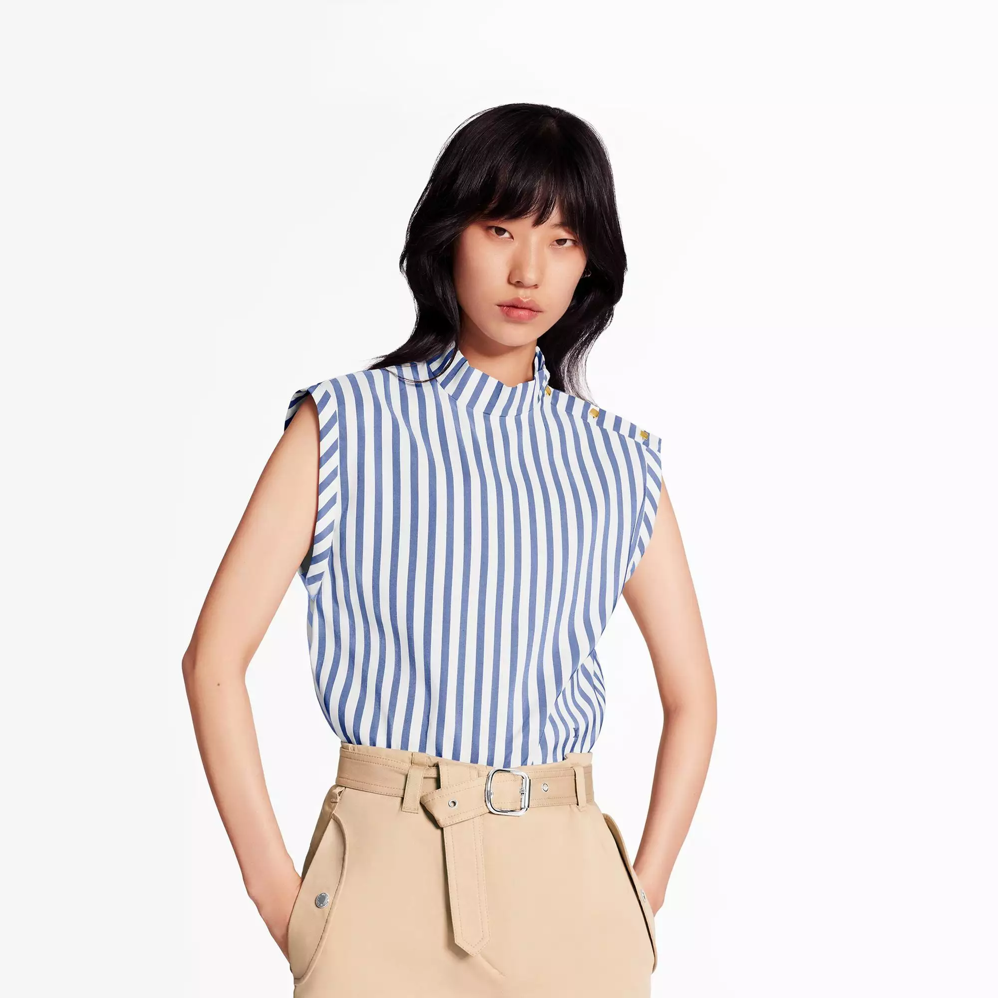 Sleeveless Top With Button Detail