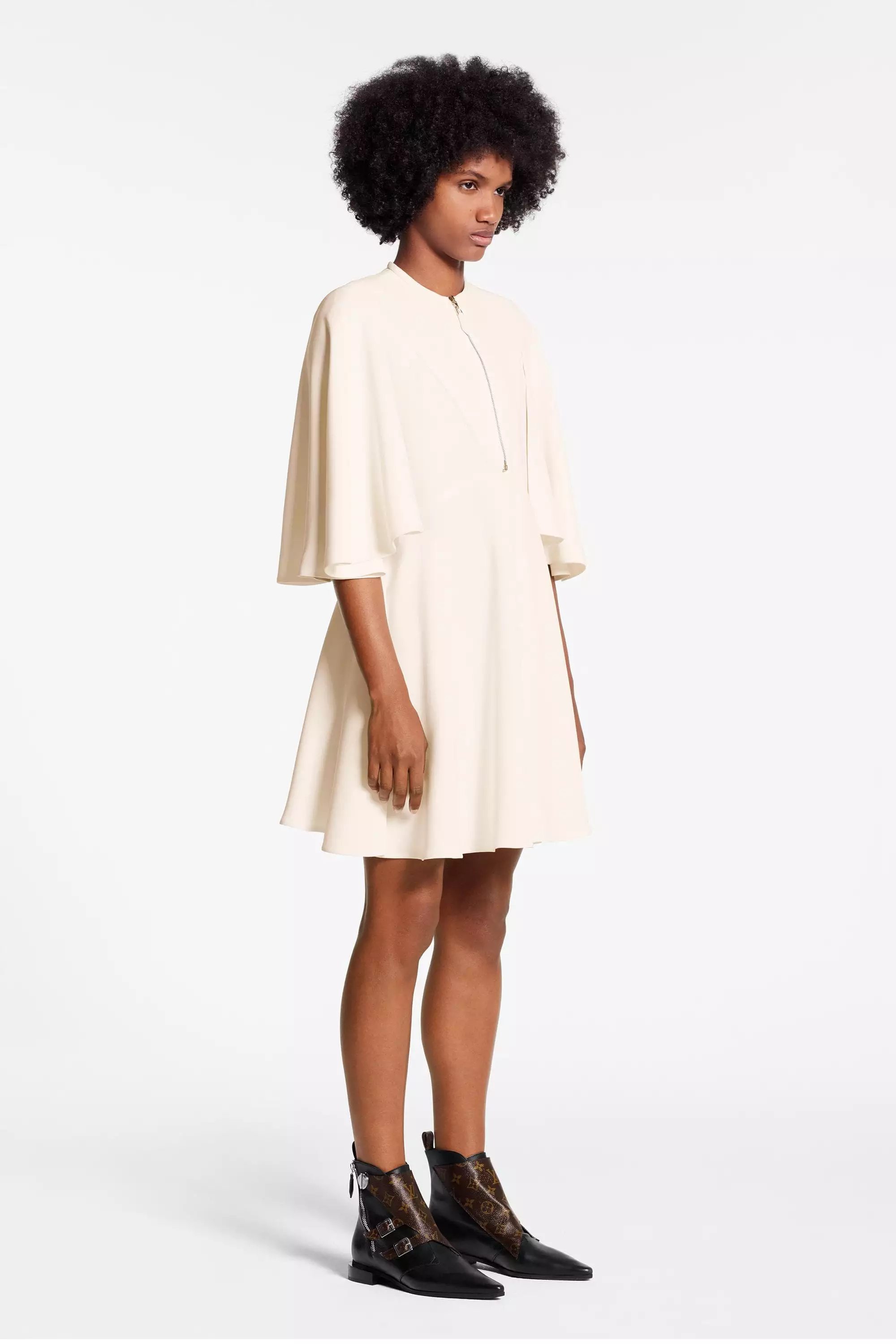 Zip-Up Dress With Wide Sleeves